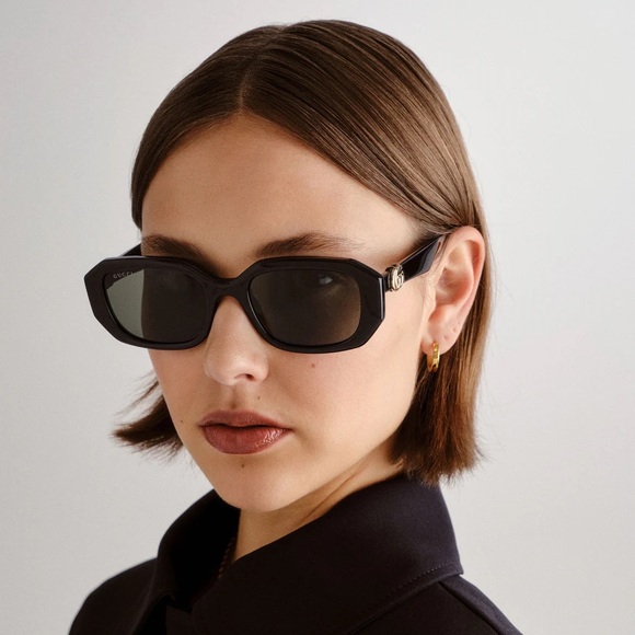 NEW GUCCI GG1535S 001 GEOMETRIC BLACK GREY WOMEN SUNGLASSES GUCCI - Picture 1 of 13